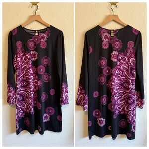 INC International Concepts 60's Inspired Long Sleeve Sheath Dress~ Size L